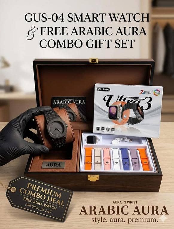 FREE Arabic Aura Watch Included | Series 11 Ultra Smart Watch Collection ⌚ Premium Luxury Smartwatch Combo with 11 Stylish Straps Bluetooth Calling, Fitness Tracking & Ultra HD Display  Wireless Charger + Luxury Gift Box Packing Included