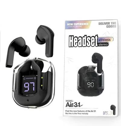 Trending Air 31 Wireless Earbuds (Crystal Case & Heavy Bass)