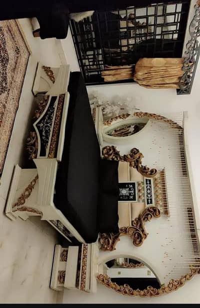 luxury King Size Bed with Dressing Table and 2 Side Tables