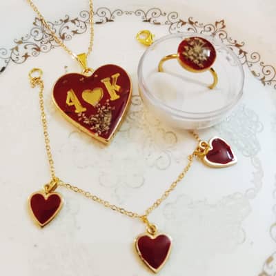 Customise Resin name pendant with ring and bracelet