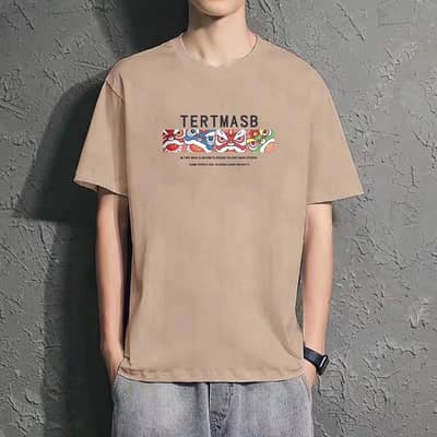 Men blue Loose Fit Letter print T-summer