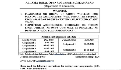 AIOU Assignments 2026