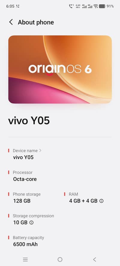 Vivo Y05 12 DAYS USED 10/10
