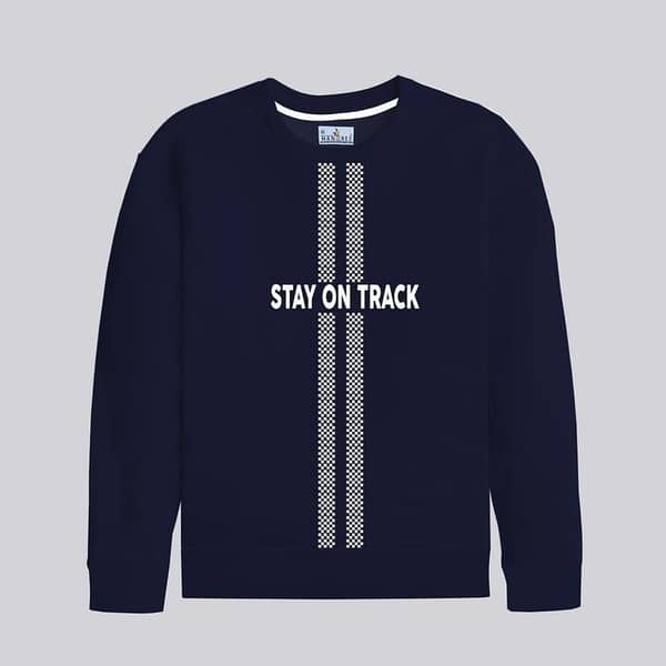 HG "STAY ON TRACK" Printed Premium Sweat Shirt - Navy
