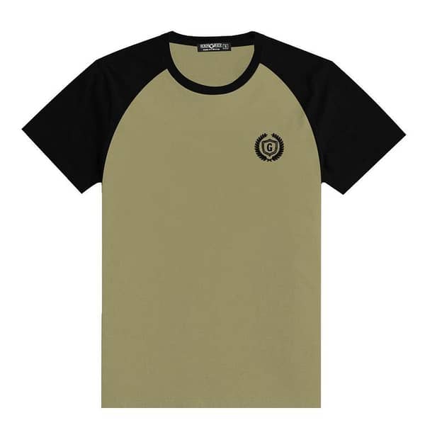 Signature Embroidered Contrast Sleeves Raglan Tee Shirt