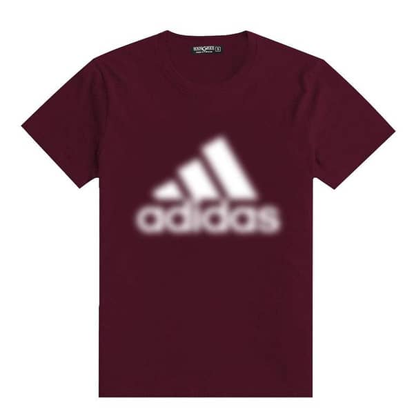 Signature Printed Round Neck Tee Shirt - Maroon