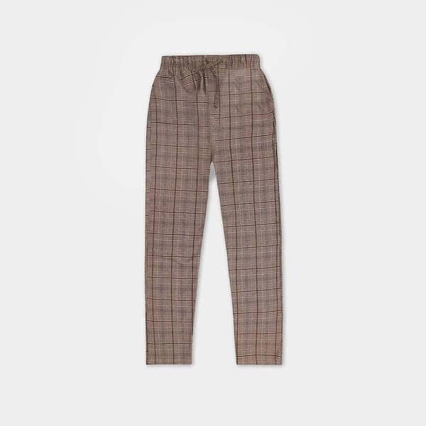 Men Casual Check Trouser - Brown