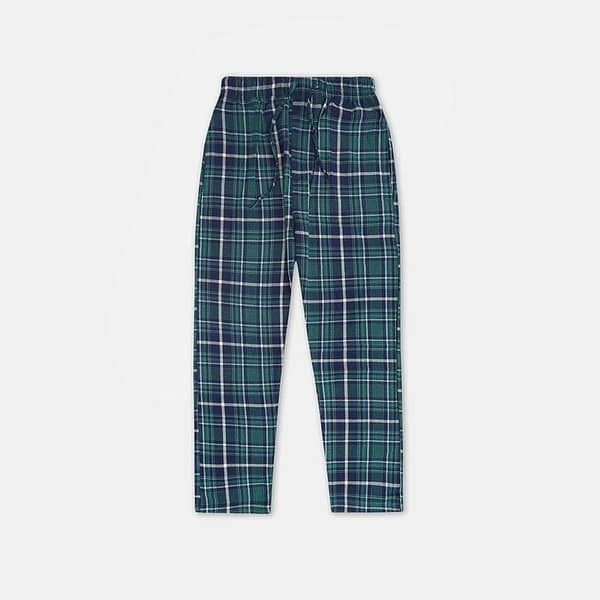 Men Casual Check Trouser - Green
