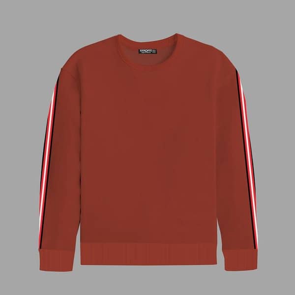 Super Solid Sleeves Fashion Fleece Sweat Shirt - Dark Rest