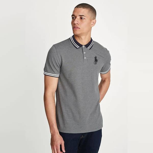 USP TIPPING COLLAR GRAY POLO SHIRT