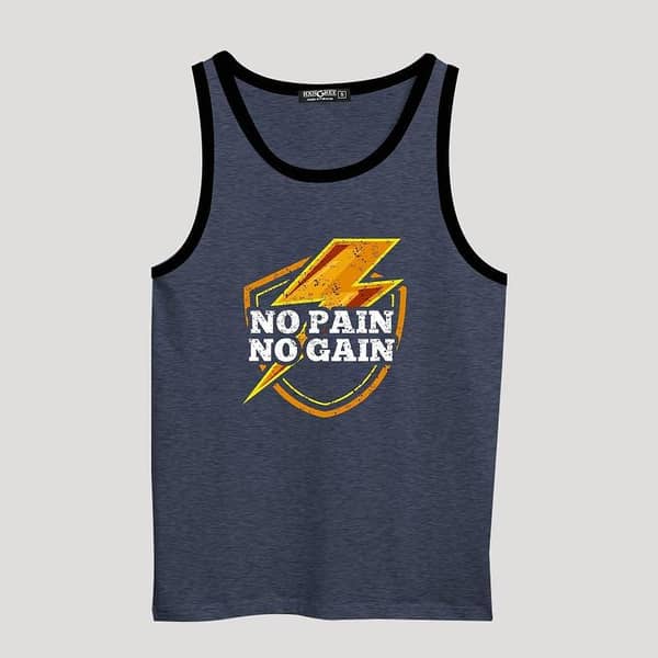 HG "NO PAIN NO GAIN" Printed Stylish Vest For Men's - Slate Blue