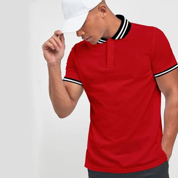 Elegant Red Tipping Polo Shirt