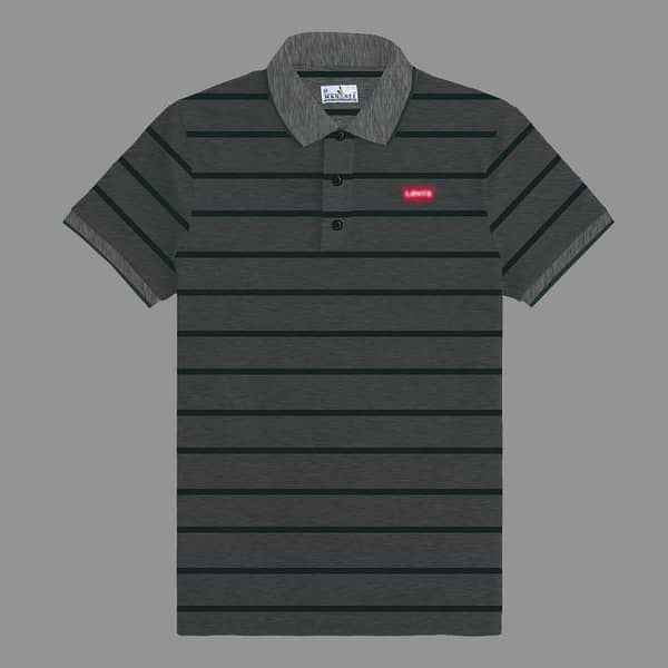 Men's Exclusive Yarn Dyed Jersey Polo Shirt - Charcoal Gray