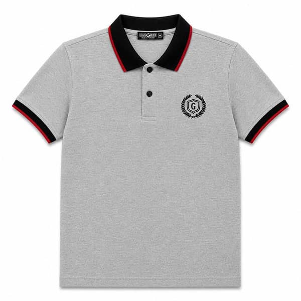 Mens’ Signature Embroidered Contrast Collar Polo Shirt – Light Gray