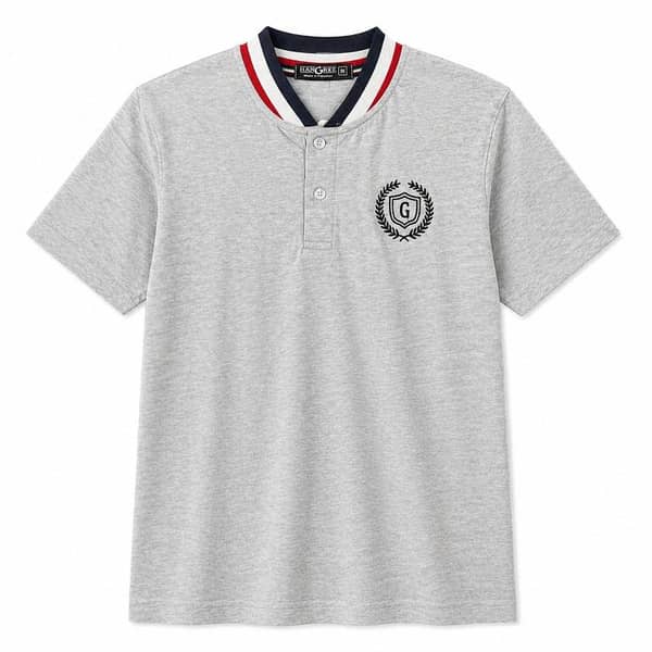 Men’s Signature Embroidered Contrast Neck Henley T-Shirt – Hyder Gray
