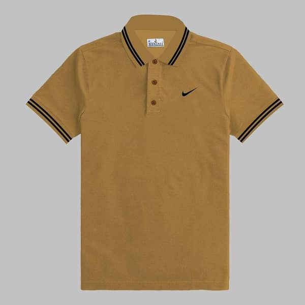 Men's Tipping Collar Classy Polo Shirt | Mustard Brown
