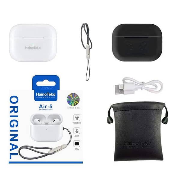 Original Haino Teko (Germany) Air-5 True Wireless Earbuds | Active Noise Cancellation TWS Ear ponds | Bluetooth 5.2 Headset with Free Silicon Cover - Special Deal