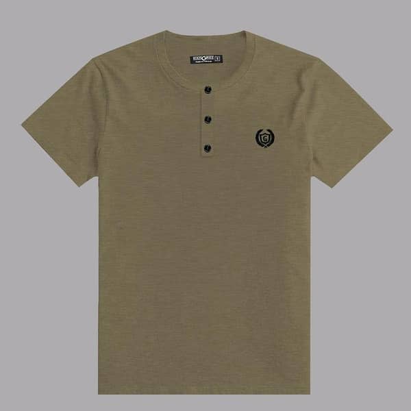 HG Signature Emb Henley Tee - Brown