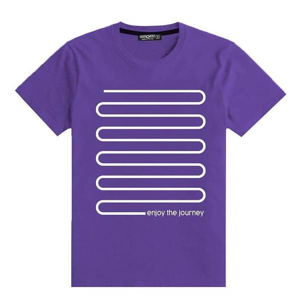 PRINTED "ENJOY THE JOURNEY" TEE SHIRT - PURPLE/WHITE