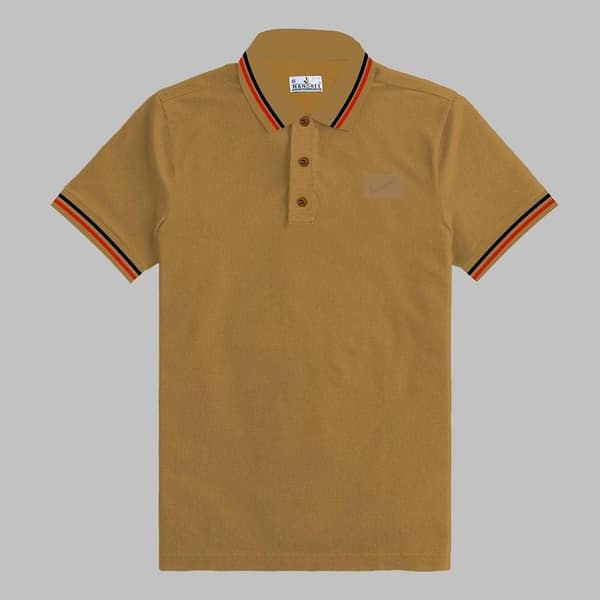 Men's Tipping Collar Polo Shirt - Mustard Brown