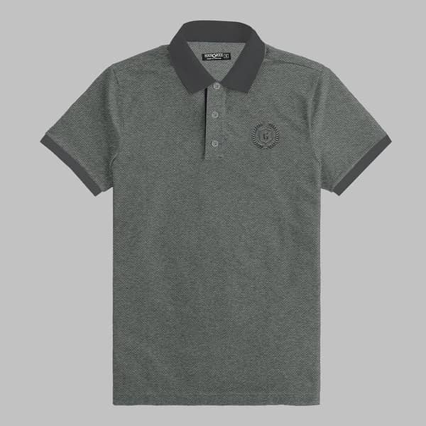 HG Signature Emb Contrast Collar Polo Shirt - Gray