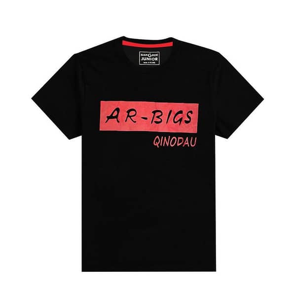 Boy's "AR-BIGS" Printed Black Tee Shirt