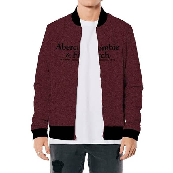 A/F Textured Mehroon Fleece Zipper Jacket