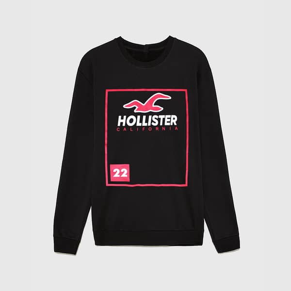 Black Contrast Printed Sweat Shirt