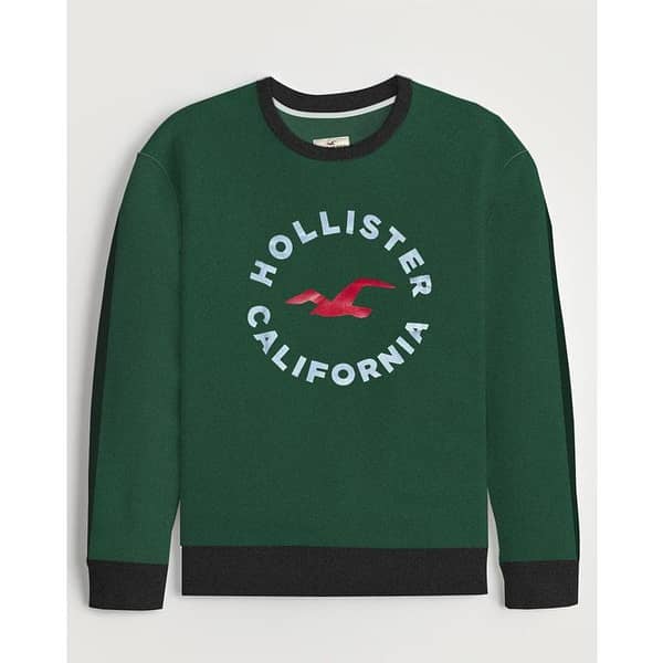 Men's "Hollister" Printed Fleece Sweat Shirt - Green