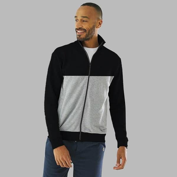 Mock Neck Contrast Combo Zipper Jacket