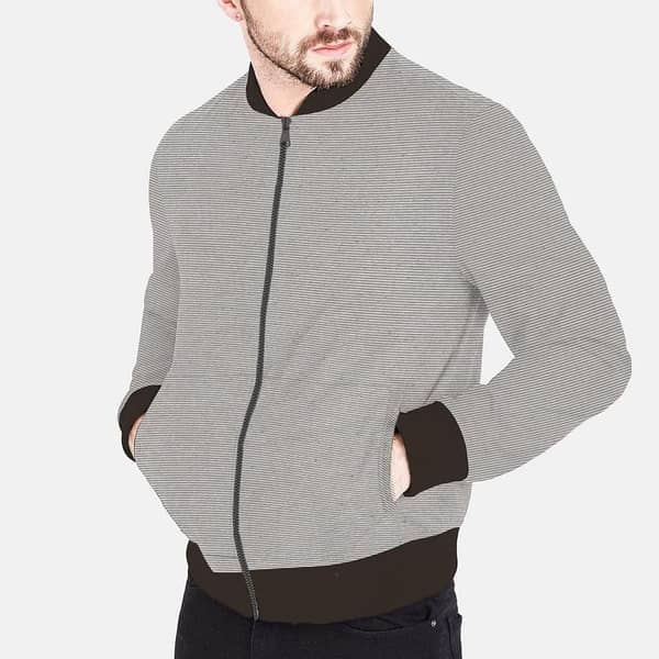 COZY FLEECE YARN DYED BOMBER ZIPPER JACKET