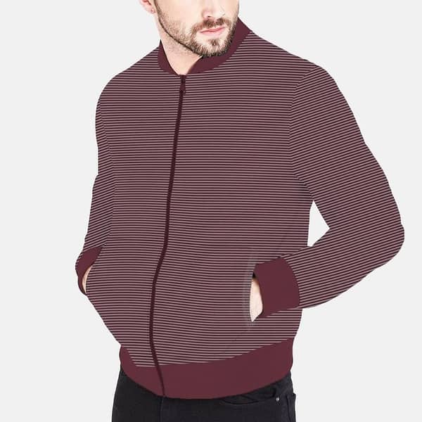 COZY FLEECE YARN DYED BOMBER ZIPPER JACKET
