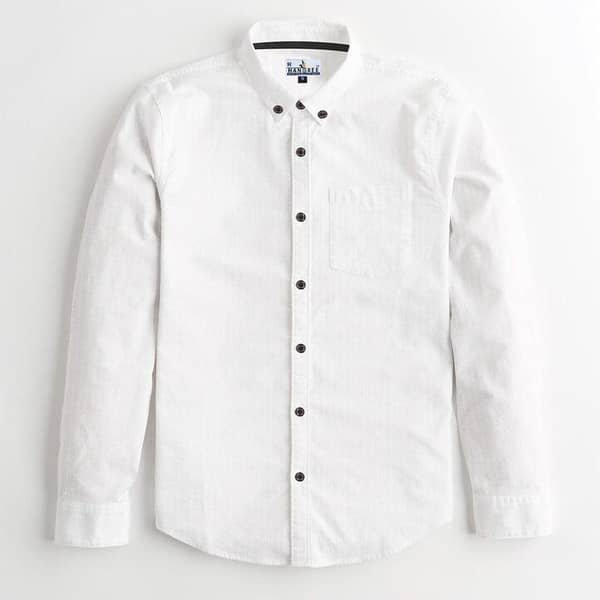 Super white Self Cotton Casual Shirt