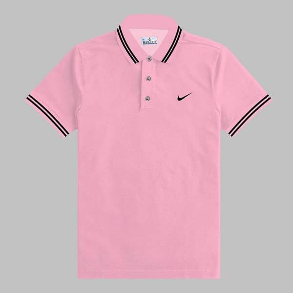 Branded Mens Solid Polo Shirt | Baby Pink
