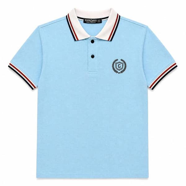 Mens’ Signature Embroidered Contrast Collar Polo Shirt – Sky Blue