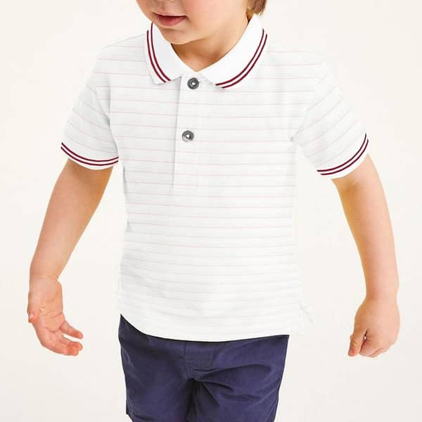 Boys Yarn dyed Tipping Collar Polo Shirt