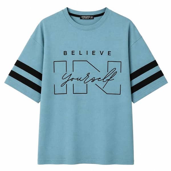 Unisex Oversized Graphic Printed Drop Shoulder T-Shirt - Moonstone Blue