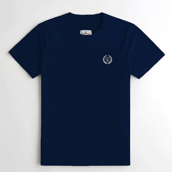 Men's Signature Emb. Round Neck Tee Shirt - Navy