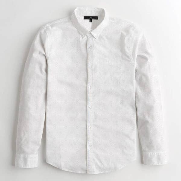 S/H White Self Printed Casual Shirt