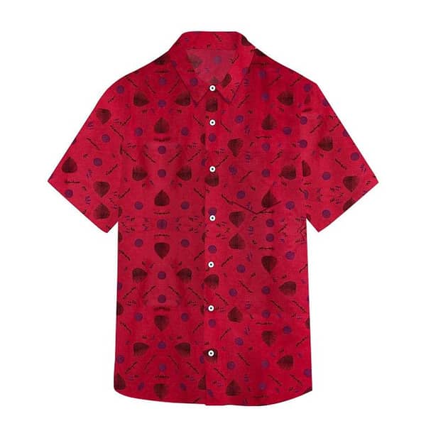 Men’s Leaf & Polka Print Half Sleeve Casual Shirt – Red