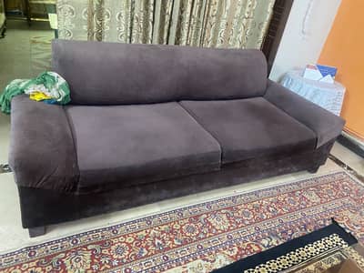Elegant Wooden Sofa Set- 5 Seater Soft fabric in brown/taupe shade