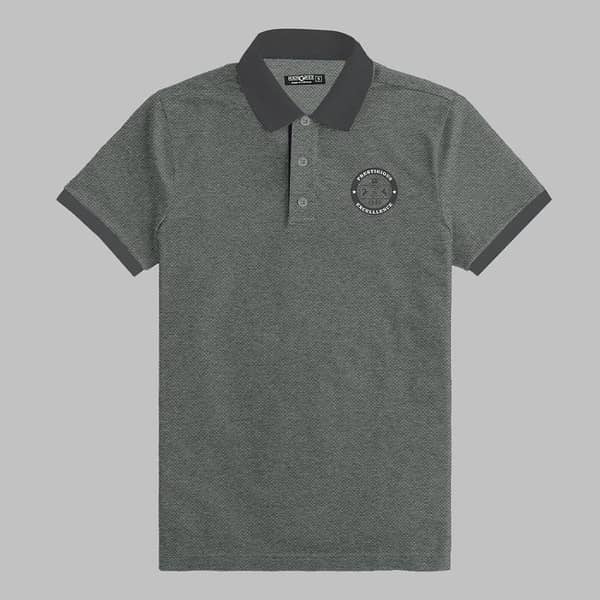 HG Excellence Emb Contrast Collar Polo Shirt - Gray
