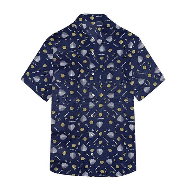 Men’s Leaf & Polka Print Half Sleeve Casual Shirt – Navy