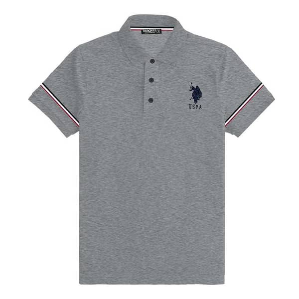Signature Embroidered Self Collar Fashion Polo - Hyder Gray