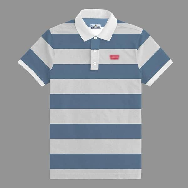 Men's Exclusive Blue White Yarn Dyed Polo Shirt