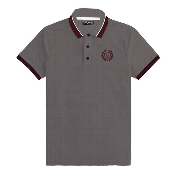 Signature Embroidered Contrast Collar Polo – Dove Grey