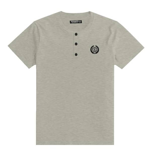 HG Signature Embroidered Henley Tee - Textured Gray