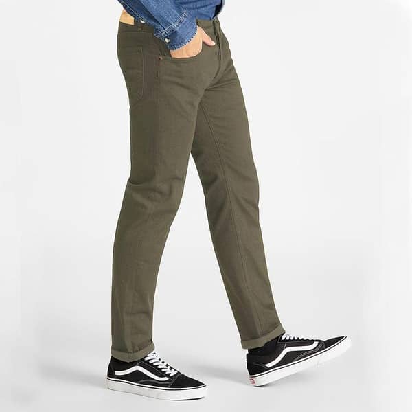 Stretchy & Narrow Men Olive Cotton Jeans