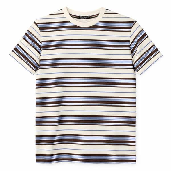 Men’s Yarn Dyed Striped Round Neck T-Shirt – Cream Multi