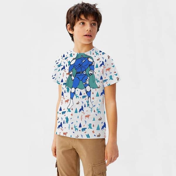 Printed White Boy's Tee Shirt